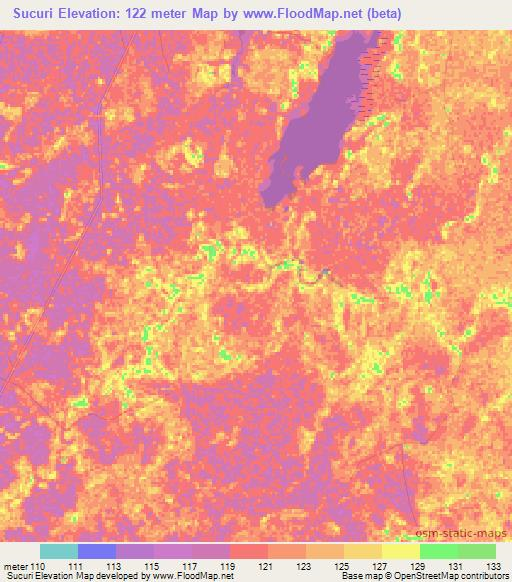 Sucuri,Brazil Elevation Map