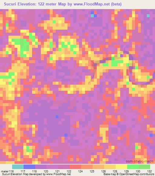 Sucuri,Brazil Elevation Map