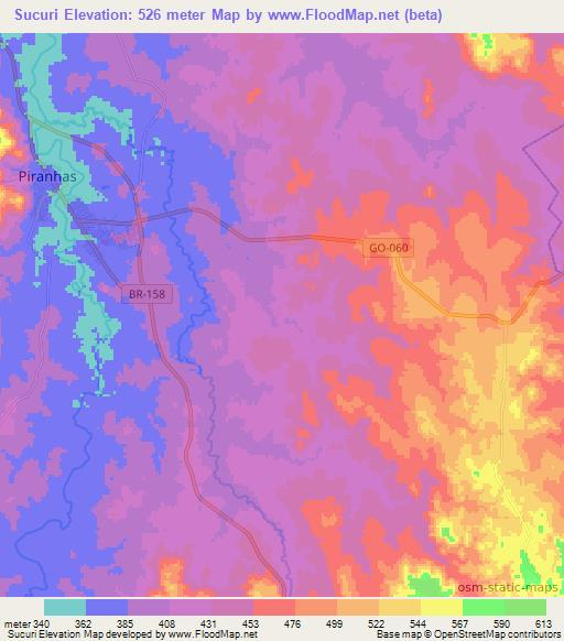 Sucuri,Brazil Elevation Map