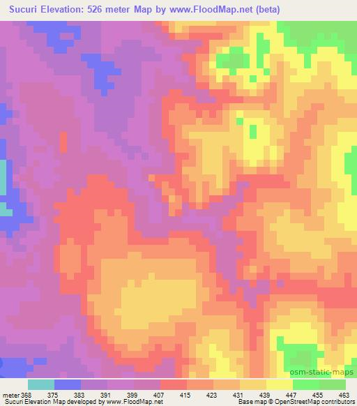 Sucuri,Brazil Elevation Map