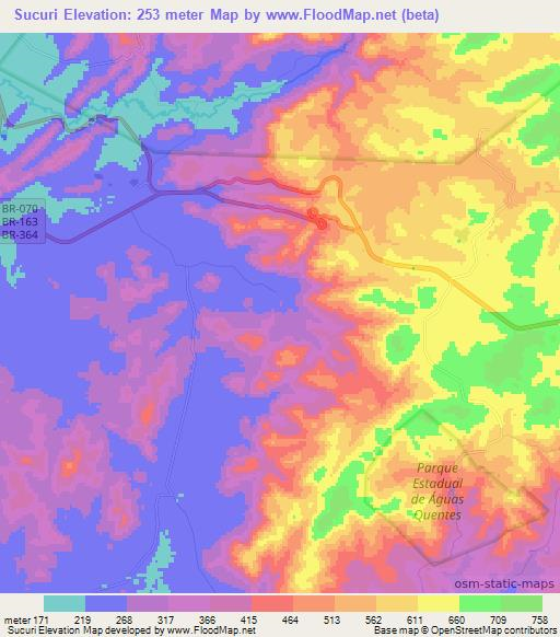 Sucuri,Brazil Elevation Map