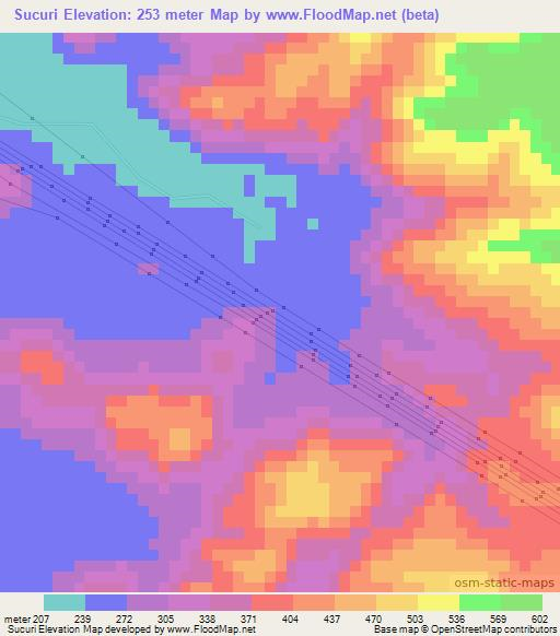 Sucuri,Brazil Elevation Map