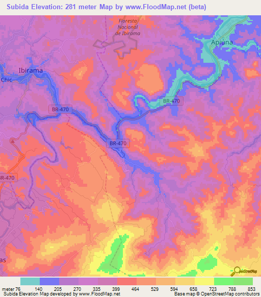 Subida,Brazil Elevation Map