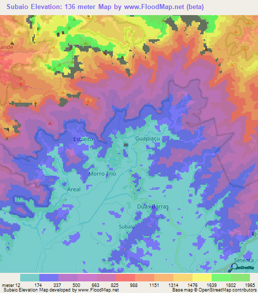 Subaio,Brazil Elevation Map