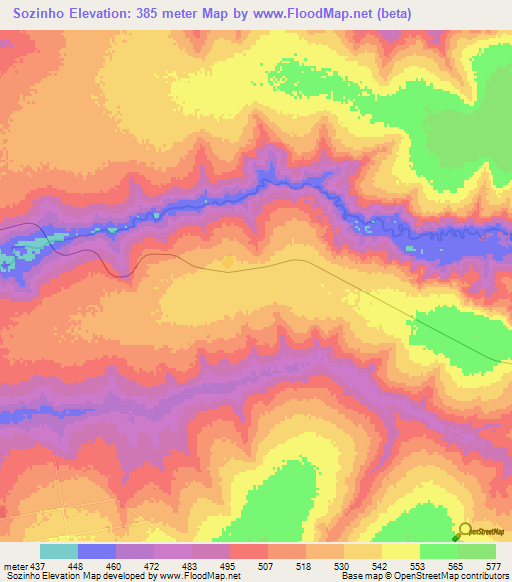 Sozinho,Brazil Elevation Map