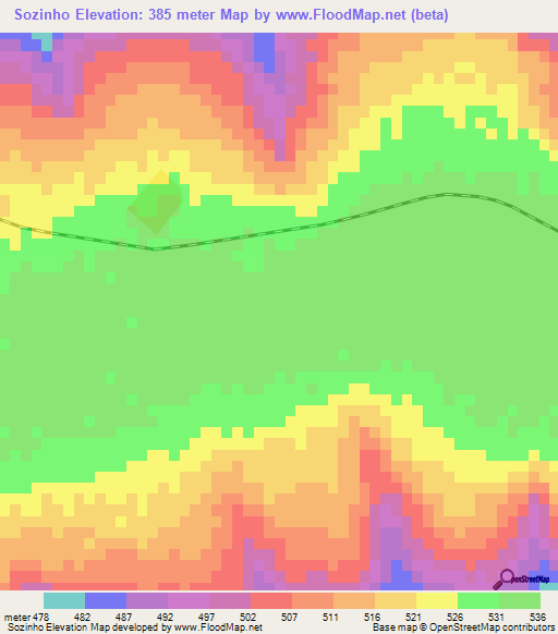 Sozinho,Brazil Elevation Map