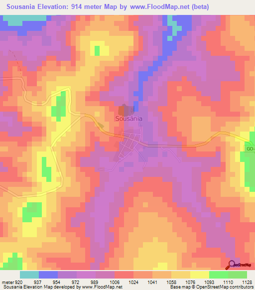 Sousania,Brazil Elevation Map