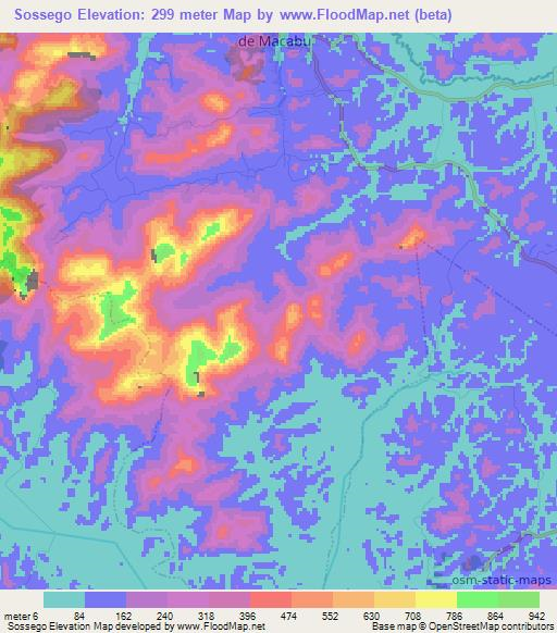 Sossego,Brazil Elevation Map