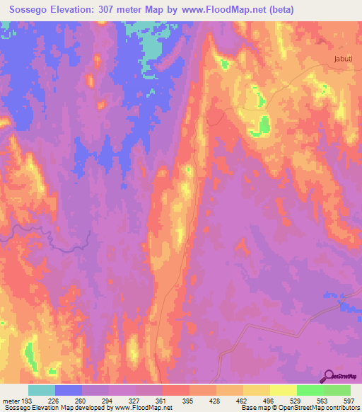 Sossego,Brazil Elevation Map