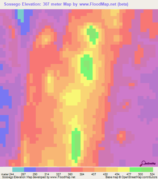 Sossego,Brazil Elevation Map