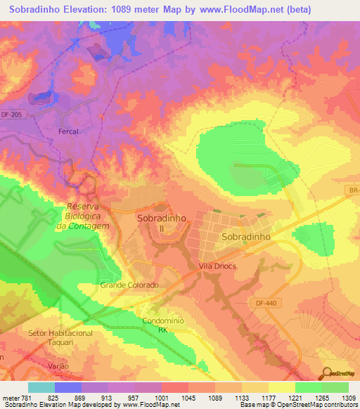 Sobradinho,Brazil Elevation Map