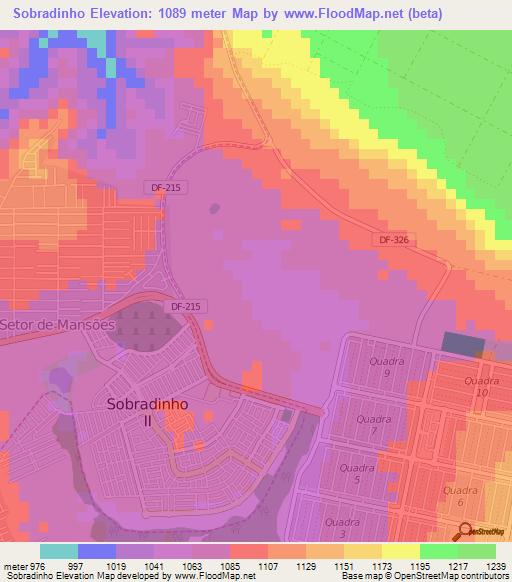 Sobradinho,Brazil Elevation Map