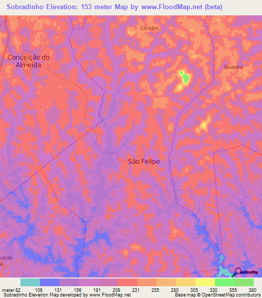 Sobradinho,Brazil Elevation Map