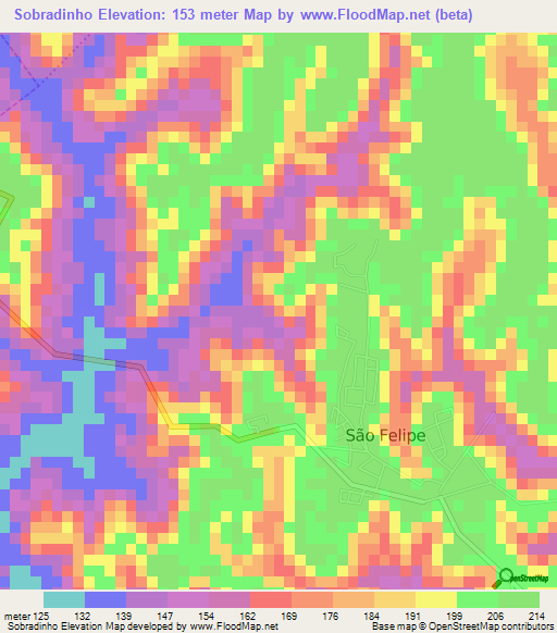 Sobradinho,Brazil Elevation Map