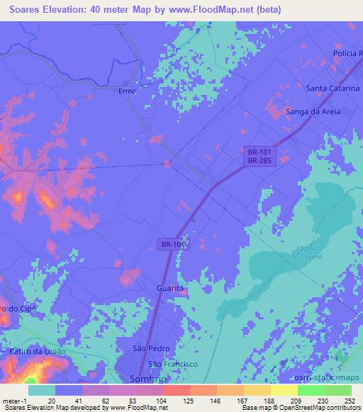 Soares,Brazil Elevation Map