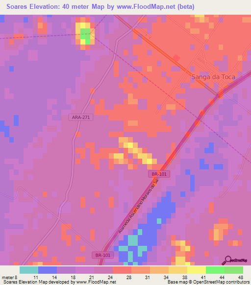 Soares,Brazil Elevation Map