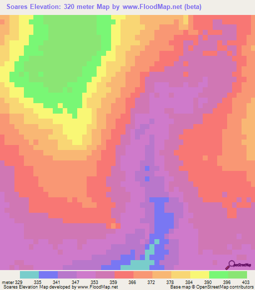 Soares,Brazil Elevation Map