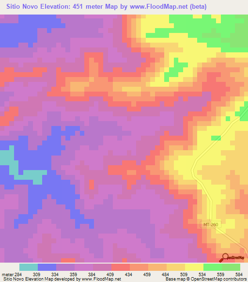 Sitio Novo,Brazil Elevation Map