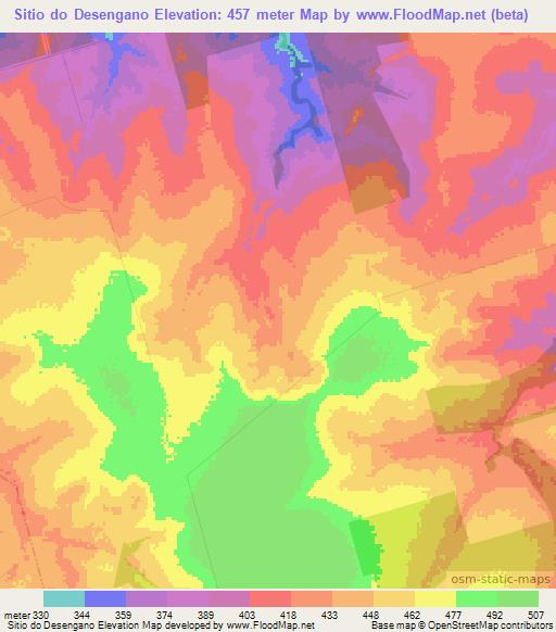 Sitio do Desengano,Brazil Elevation Map