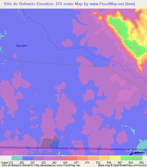 Sitio do Belisario,Brazil Elevation Map