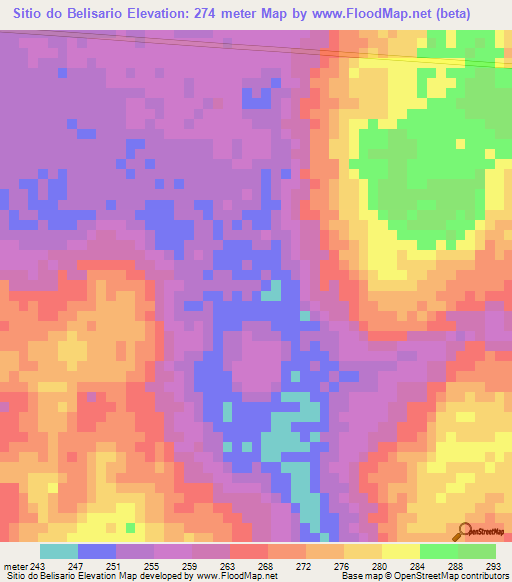 Sitio do Belisario,Brazil Elevation Map