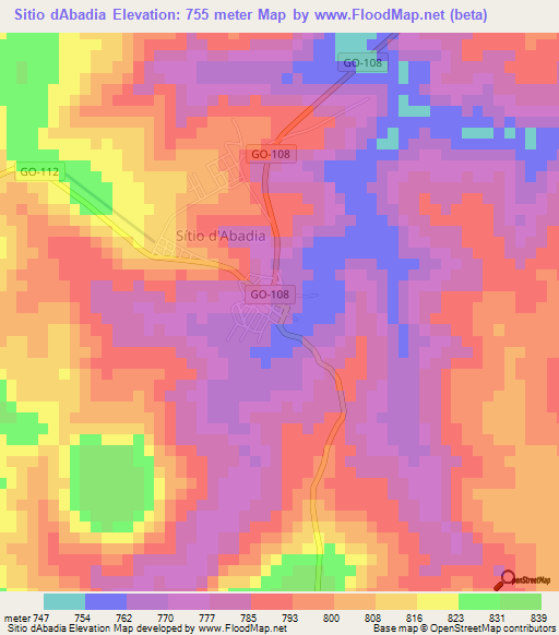 Sitio dAbadia,Brazil Elevation Map