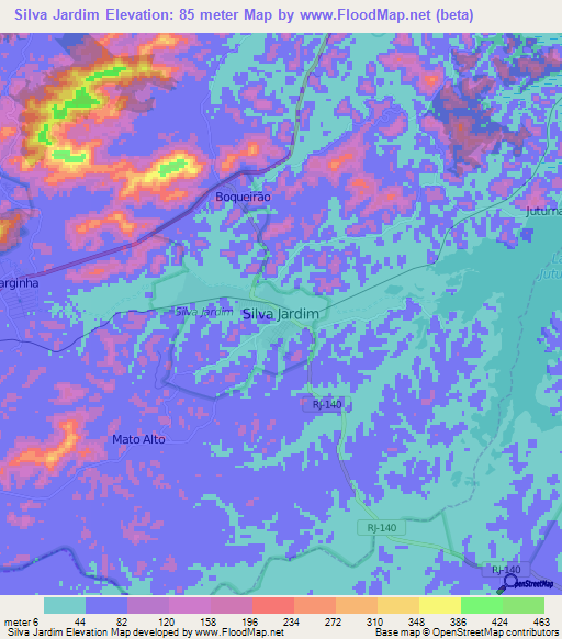 Silva Jardim,Brazil Elevation Map