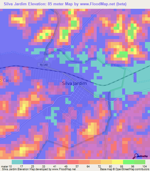 Silva Jardim,Brazil Elevation Map