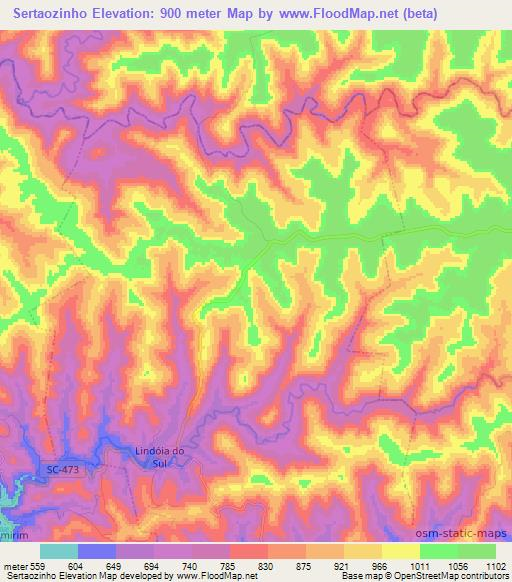 Sertaozinho,Brazil Elevation Map