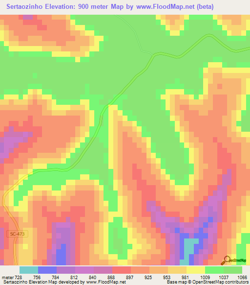 Sertaozinho,Brazil Elevation Map