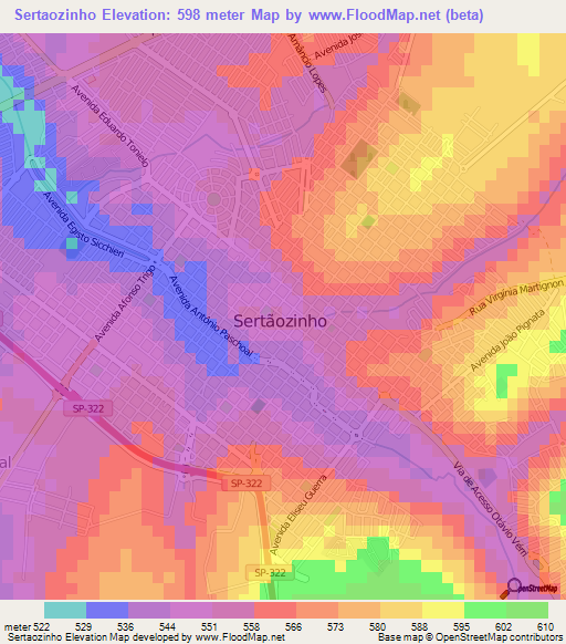 Sertaozinho,Brazil Elevation Map