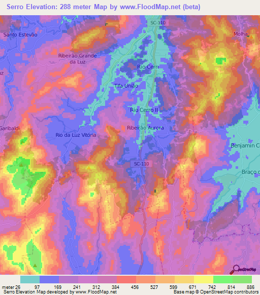 Serro,Brazil Elevation Map