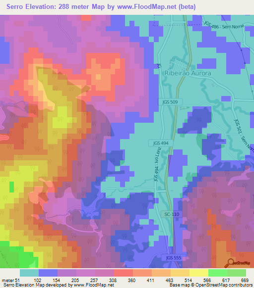 Serro,Brazil Elevation Map