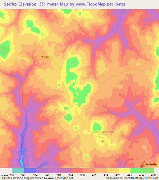 Serrito,Brazil Elevation Map