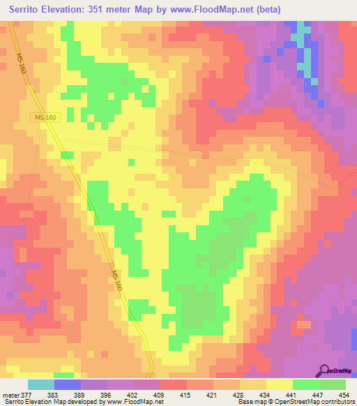 Serrito,Brazil Elevation Map