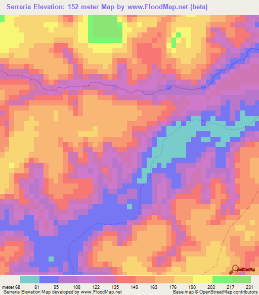 Serraria,Brazil Elevation Map