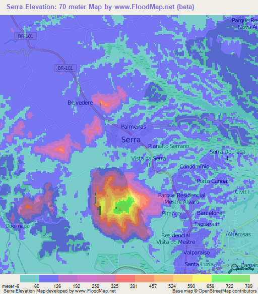 Serra,Brazil Elevation Map