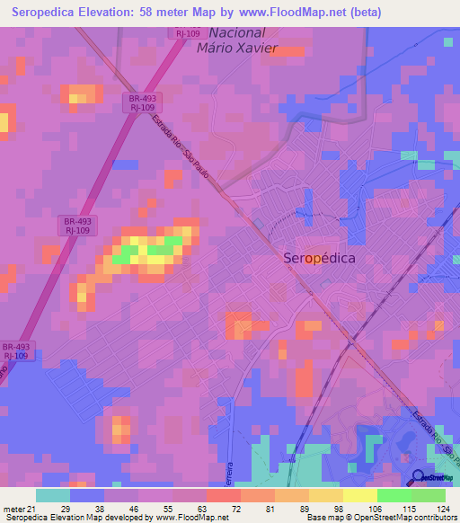 Seropedica,Brazil Elevation Map