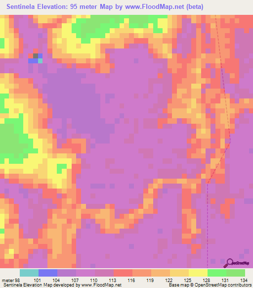 Sentinela,Brazil Elevation Map