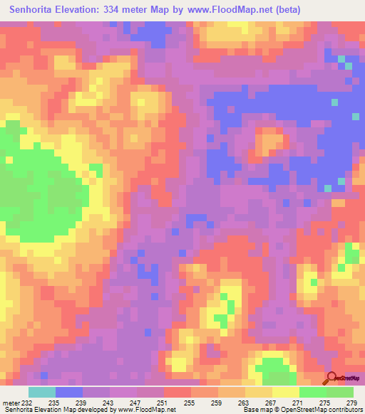 Senhorita,Brazil Elevation Map