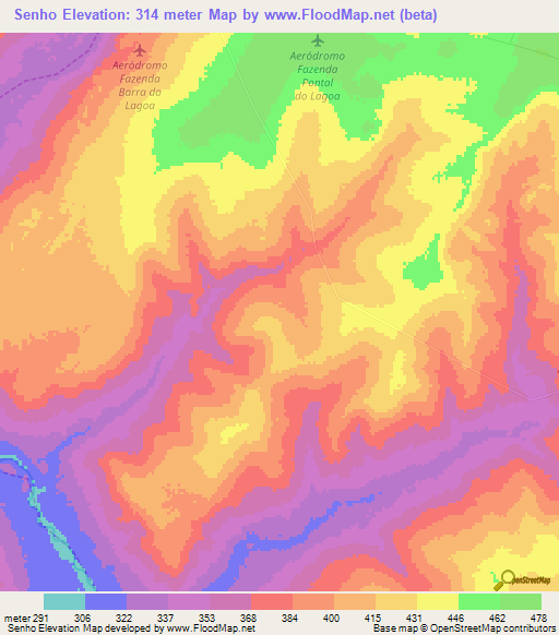 Senho,Brazil Elevation Map