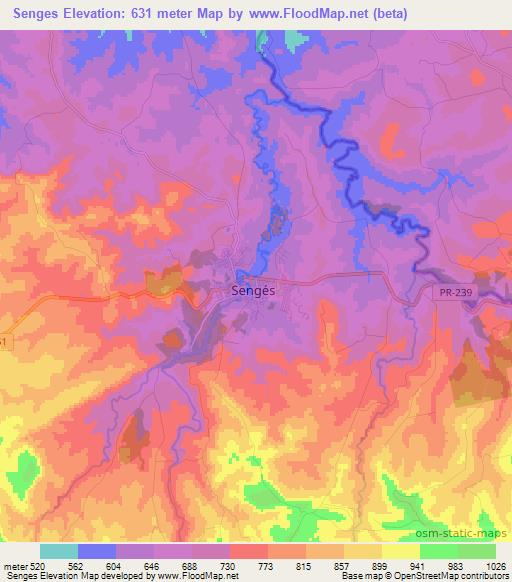 Senges,Brazil Elevation Map