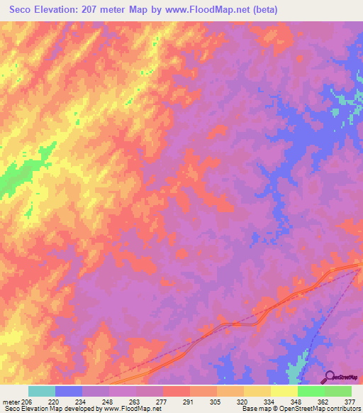 Seco,Brazil Elevation Map