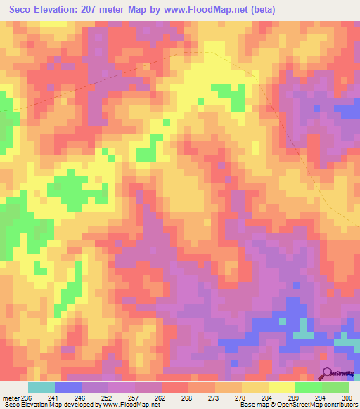 Seco,Brazil Elevation Map