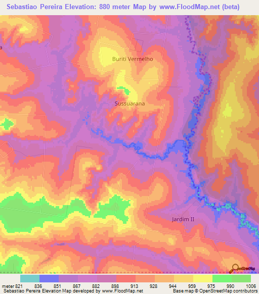 Sebastiao Pereira,Brazil Elevation Map