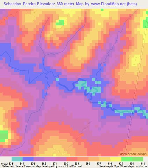 Sebastiao Pereira,Brazil Elevation Map