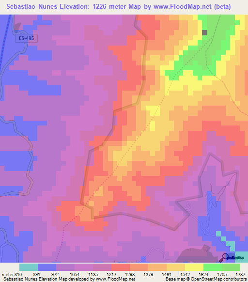 Sebastiao Nunes,Brazil Elevation Map