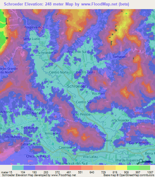 Schroeder,Brazil Elevation Map