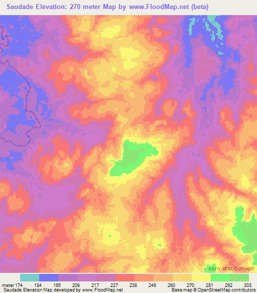 Saudade,Brazil Elevation Map