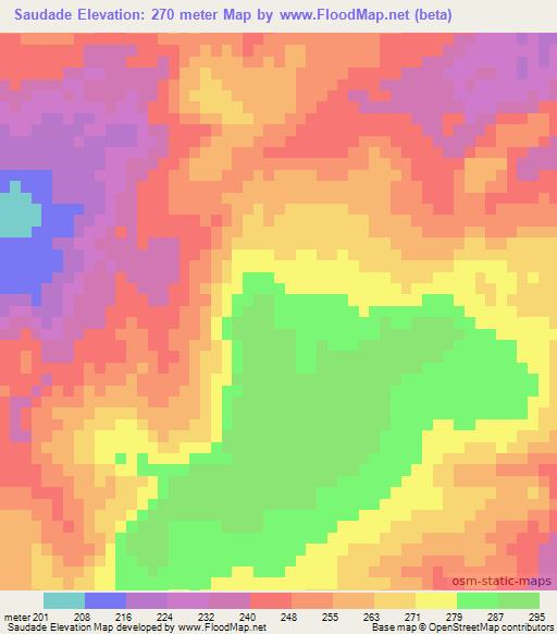 Saudade,Brazil Elevation Map